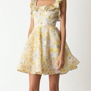 Zimmermann Floral Mini Dress in Yellow and Cream